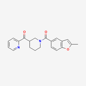 molecular formula C21H20N2O3 B5636585 {1-[(2-methyl-1-benzofuran-5-yl)carbonyl]-3-piperidinyl}(2-pyridinyl)methanone 