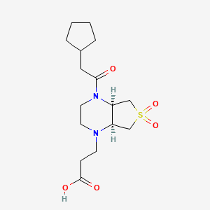 molecular formula C16H26N2O5S B5636698 3-[(4aR*,7aS*)-4-(cyclopentylacetyl)-6,6-dioxidohexahydrothieno[3,4-b]pyrazin-1(2H)-yl]propanoic acid 