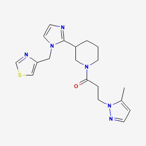 molecular formula C19H24N6OS B5636715 1-[3-(5-methyl-1H-pyrazol-1-yl)propanoyl]-3-[1-(1,3-thiazol-4-ylmethyl)-1H-imidazol-2-yl]piperidine 