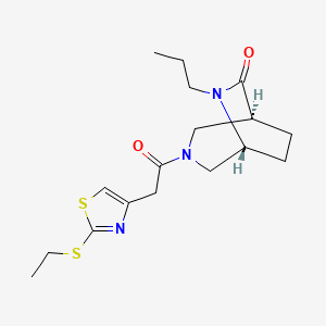 molecular formula C17H25N3O2S2 B5636723 (1S*,5R*)-3-{[2-(ethylthio)-1,3-thiazol-4-yl]acetyl}-6-propyl-3,6-diazabicyclo[3.2.2]nonan-7-one 