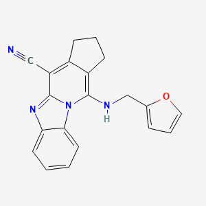 molecular formula C20H16N4O B5636771 11-[(2-furylmethyl)amino]-2,3-dihydro-1H-cyclopenta[4,5]pyrido[1,2-a]benzimidazole-4-carbonitrile 