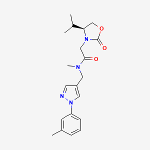 molecular formula C20H26N4O3 B5636807 2-[(4S)-4-isopropyl-2-oxo-1,3-oxazolidin-3-yl]-N-methyl-N-{[1-(3-methylphenyl)-1H-pyrazol-4-yl]methyl}acetamide 