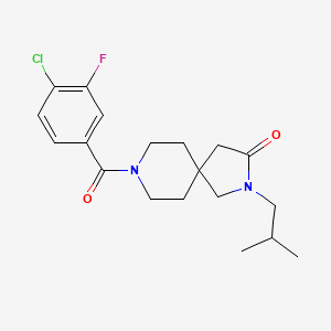 molecular formula C19H24ClFN2O2 B5636819 8-(4-chloro-3-fluorobenzoyl)-2-isobutyl-2,8-diazaspiro[4.5]decan-3-one 