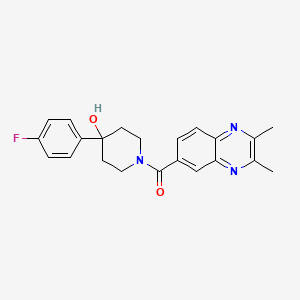 molecular formula C22H22FN3O2 B5636851 1-[(2,3-dimethyl-6-quinoxalinyl)carbonyl]-4-(4-fluorophenyl)-4-piperidinol 