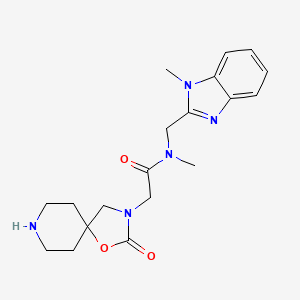 molecular formula C19H25N5O3 B5636885 N-methyl-N-[(1-methyl-1H-benzimidazol-2-yl)methyl]-2-(2-oxo-1-oxa-3,8-diazaspiro[4.5]dec-3-yl)acetamide dihydrochloride 