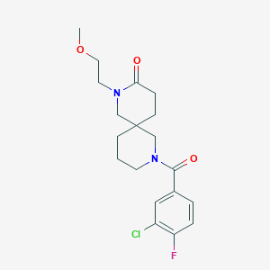 molecular formula C19H24ClFN2O3 B5636950 8-(3-chloro-4-fluorobenzoyl)-2-(2-methoxyethyl)-2,8-diazaspiro[5.5]undecan-3-one 