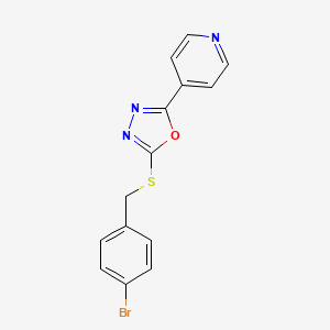 molecular formula C14H10BrN3OS B5636958 4-{5-[(4-bromobenzyl)thio]-1,3,4-oxadiazol-2-yl}pyridine 