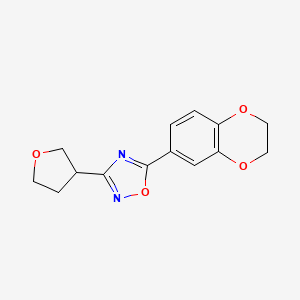 molecular formula C14H14N2O4 B5636984 5-(2,3-dihydro-1,4-benzodioxin-6-yl)-3-(tetrahydrofuran-3-yl)-1,2,4-oxadiazole 