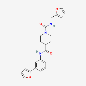 molecular formula C22H23N3O4 B5636997 N~1~-(2-furylmethyl)-N~4~-[3-(2-furyl)phenyl]piperidine-1,4-dicarboxamide 