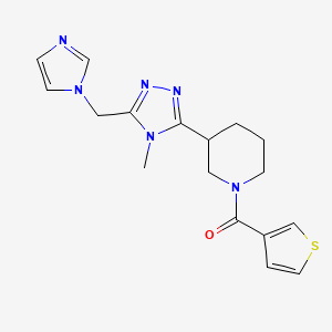 molecular formula C17H20N6OS B5637007 3-[5-(1H-imidazol-1-ylmethyl)-4-methyl-4H-1,2,4-triazol-3-yl]-1-(3-thienylcarbonyl)piperidine 