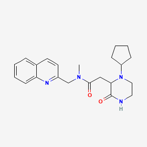 molecular formula C22H28N4O2 B5637055 2-(1-cyclopentyl-3-oxo-2-piperazinyl)-N-methyl-N-(2-quinolinylmethyl)acetamide 