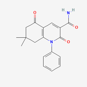 molecular formula C18H18N2O3 B5637057 7,7-dimethyl-2,5-dioxo-1-phenyl-1,2,5,6,7,8-hexahydro-3-quinolinecarboxamide 