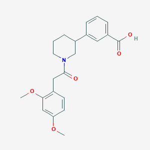 molecular formula C22H25NO5 B5637075 3-{1-[(2,4-dimethoxyphenyl)acetyl]piperidin-3-yl}benzoic acid 