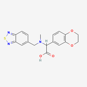 molecular formula C18H17N3O4S B5637122 [(2,1,3-benzothiadiazol-5-ylmethyl)(methyl)amino](2,3-dihydro-1,4-benzodioxin-6-yl)acetic acid 