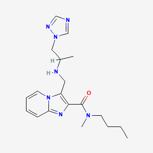 molecular formula C19H27N7O B5637130 N-butyl-N-methyl-3-({[1-methyl-2-(1H-1,2,4-triazol-1-yl)ethyl]amino}methyl)imidazo[1,2-a]pyridine-2-carboxamide 