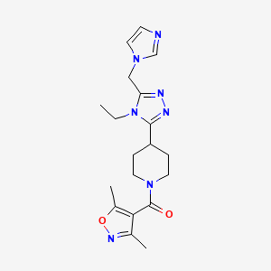 molecular formula C19H25N7O2 B5637135 1-[(3,5-dimethylisoxazol-4-yl)carbonyl]-4-[4-ethyl-5-(1H-imidazol-1-ylmethyl)-4H-1,2,4-triazol-3-yl]piperidine 