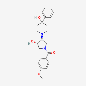 molecular formula C23H28N2O4 B5637154 1-[(3S*,4S*)-4-hydroxy-1-(4-methoxybenzoyl)-3-pyrrolidinyl]-4-phenyl-4-piperidinol 