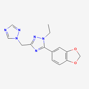 molecular formula C14H14N6O2 B5637169 5-(1,3-benzodioxol-5-yl)-1-ethyl-3-(1H-1,2,4-triazol-1-ylmethyl)-1H-1,2,4-triazole 