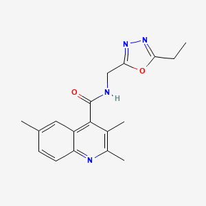 molecular formula C18H20N4O2 B5637171 N-[(5-ethyl-1,3,4-oxadiazol-2-yl)methyl]-2,3,6-trimethyl-4-quinolinecarboxamide 