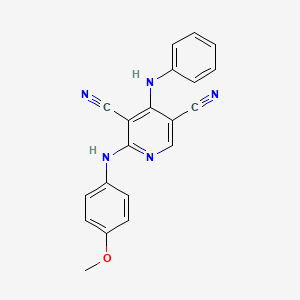 molecular formula C20H15N5O B5637212 4-anilino-2-[(4-methoxyphenyl)amino]-3,5-pyridinedicarbonitrile 