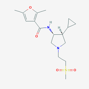 molecular formula C17H26N2O4S B5637253 N-{rel-(3R,4S)-4-cyclopropyl-1-[2-(methylsulfonyl)ethyl]-3-pyrrolidinyl}-2,5-dimethyl-3-furamide hydrochloride 