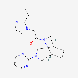 molecular formula C18H24N6O B5637266 (1S*,5R*)-6-[(2-ethyl-1H-imidazol-1-yl)acetyl]-3-(2-pyrimidinyl)-3,6-diazabicyclo[3.2.2]nonane 