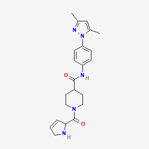 molecular formula C22H27N5O2 B5637286 1-(2,5-dihydro-1H-pyrrol-2-ylcarbonyl)-N-[4-(3,5-dimethyl-1H-pyrazol-1-yl)phenyl]-4-piperidinecarboxamide hydrochloride 