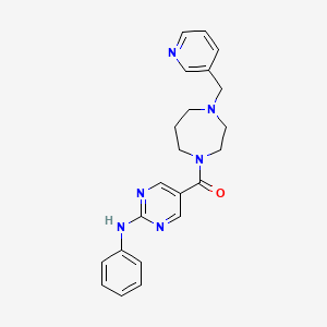 molecular formula C22H24N6O B5637300 N-phenyl-5-{[4-(3-pyridinylmethyl)-1,4-diazepan-1-yl]carbonyl}-2-pyrimidinamine 
