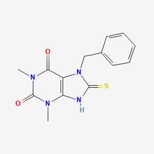 molecular formula C14H14N4O2S B5637303 7-benzyl-8-mercapto-1,3-dimethyl-3,7-dihydro-1H-purine-2,6-dione 