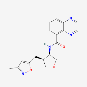 molecular formula C18H18N4O3 B5637363 N-{(3R*,4S*)-4-[(3-methylisoxazol-5-yl)methyl]tetrahydrofuran-3-yl}quinoxaline-5-carboxamide 