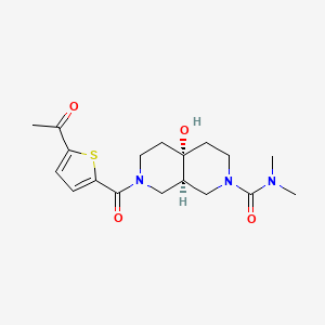 molecular formula C18H25N3O4S B5637378 (4aR*,8aR*)-7-[(5-acetyl-2-thienyl)carbonyl]-4a-hydroxy-N,N-dimethyloctahydro-2,7-naphthyridine-2(1H)-carboxamide 