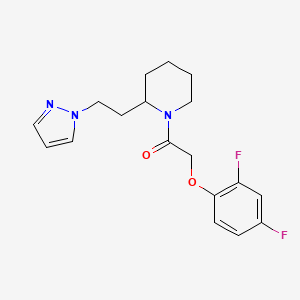 molecular formula C18H21F2N3O2 B5637417 1-[(2,4-difluorophenoxy)acetyl]-2-[2-(1H-pyrazol-1-yl)ethyl]piperidine 
