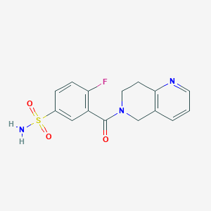 molecular formula C15H14FN3O3S B5637430 3-(7,8-dihydro-1,6-naphthyridin-6(5H)-ylcarbonyl)-4-fluorobenzenesulfonamide 