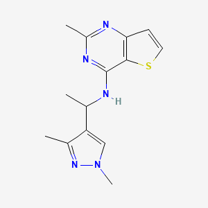 molecular formula C14H17N5S B5637447 N-[1-(1,3-dimethyl-1H-pyrazol-4-yl)ethyl]-2-methylthieno[3,2-d]pyrimidin-4-amine 
