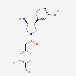 4-{2-[(3R*,4S*)-3-amino-4-(3-methoxyphenyl)pyrrolidin-1-yl]-2-oxoethyl}-2-chlorophenol