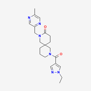 molecular formula C21H28N6O2 B5637528 8-[(1-ethyl-1H-pyrazol-4-yl)carbonyl]-2-[(5-methylpyrazin-2-yl)methyl]-2,8-diazaspiro[5.5]undecan-3-one 