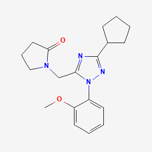 molecular formula C19H24N4O2 B5637537 1-{[3-cyclopentyl-1-(2-methoxyphenyl)-1H-1,2,4-triazol-5-yl]methyl}pyrrolidin-2-one 