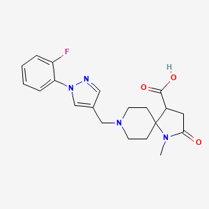 molecular formula C20H23FN4O3 B5637548 8-{[1-(2-fluorophenyl)-1H-pyrazol-4-yl]methyl}-1-methyl-2-oxo-1,8-diazaspiro[4.5]decane-4-carboxylic acid 
