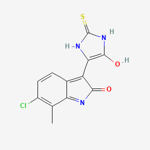 molecular formula C12H8ClN3O2S B5637560 6-chloro-7-methyl-3-(5-oxo-2-thioxo-4-imidazolidinylidene)-1,3-dihydro-2H-indol-2-one 