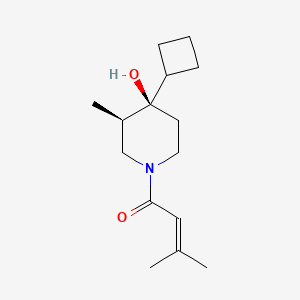 molecular formula C15H25NO2 B5637589 (3R*,4R*)-4-cyclobutyl-3-methyl-1-(3-methyl-2-butenoyl)-4-piperidinol 