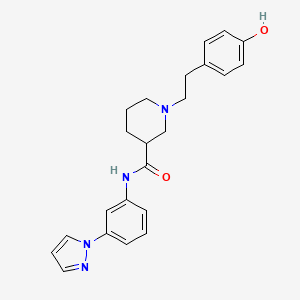 molecular formula C23H26N4O2 B5637598 1-[2-(4-hydroxyphenyl)ethyl]-N-[3-(1H-pyrazol-1-yl)phenyl]piperidine-3-carboxamide 