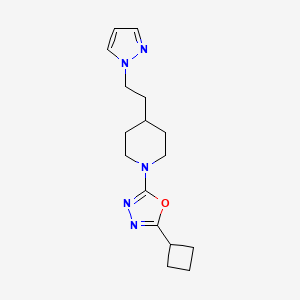 molecular formula C16H23N5O B5637625 1-(5-cyclobutyl-1,3,4-oxadiazol-2-yl)-4-[2-(1H-pyrazol-1-yl)ethyl]piperidine 