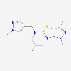 molecular formula C15H22N6S B5637645 N-isobutyl-1,3-dimethyl-N-[(1-methyl-1H-pyrazol-4-yl)methyl]-1H-pyrazolo[3,4-d][1,3]thiazol-5-amine 