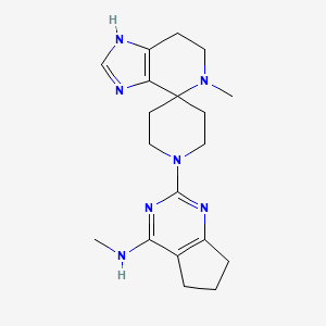 molecular formula C19H27N7 B5637661 N-methyl-2-(5-methyl-1,5,6,7-tetrahydro-1'H-spiro[imidazo[4,5-c]pyridine-4,4'-piperidin]-1'-yl)-6,7-dihydro-5H-cyclopenta[d]pyrimidin-4-amine 