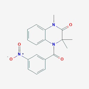 molecular formula C18H17N3O4 B5637794 1,3,3-trimethyl-4-(3-nitrobenzoyl)-3,4-dihydro-2(1H)-quinoxalinone 