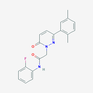 molecular formula C20H18FN3O2 B5637796 2-[3-(2,5-dimethylphenyl)-6-oxo-1(6H)-pyridazinyl]-N-(2-fluorophenyl)acetamide 