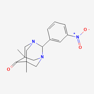 molecular formula C16H19N3O3 B5637849 5,7-dimethyl-2-(3-nitrophenyl)-1,3-diazatricyclo[3.3.1.1~3,7~]decan-6-one 