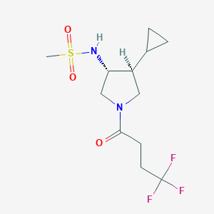 molecular formula C12H19F3N2O3S B5637888 N-[(3R*,4S*)-4-cyclopropyl-1-(4,4,4-trifluorobutanoyl)-3-pyrrolidinyl]methanesulfonamide 