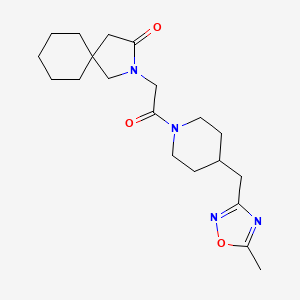 molecular formula C20H30N4O3 B5637896 2-(2-{4-[(5-methyl-1,2,4-oxadiazol-3-yl)methyl]piperidin-1-yl}-2-oxoethyl)-2-azaspiro[4.5]decan-3-one 
