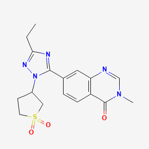 molecular formula C17H19N5O3S B5637914 7-[1-(1,1-dioxidotetrahydro-3-thienyl)-3-ethyl-1H-1,2,4-triazol-5-yl]-3-methylquinazolin-4(3H)-one 